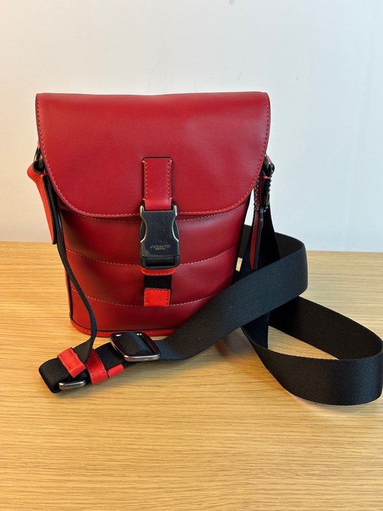 Coach Handbags - Coach Red/Black Track Small Flap Crossbody with Quilting Unisex Like New!